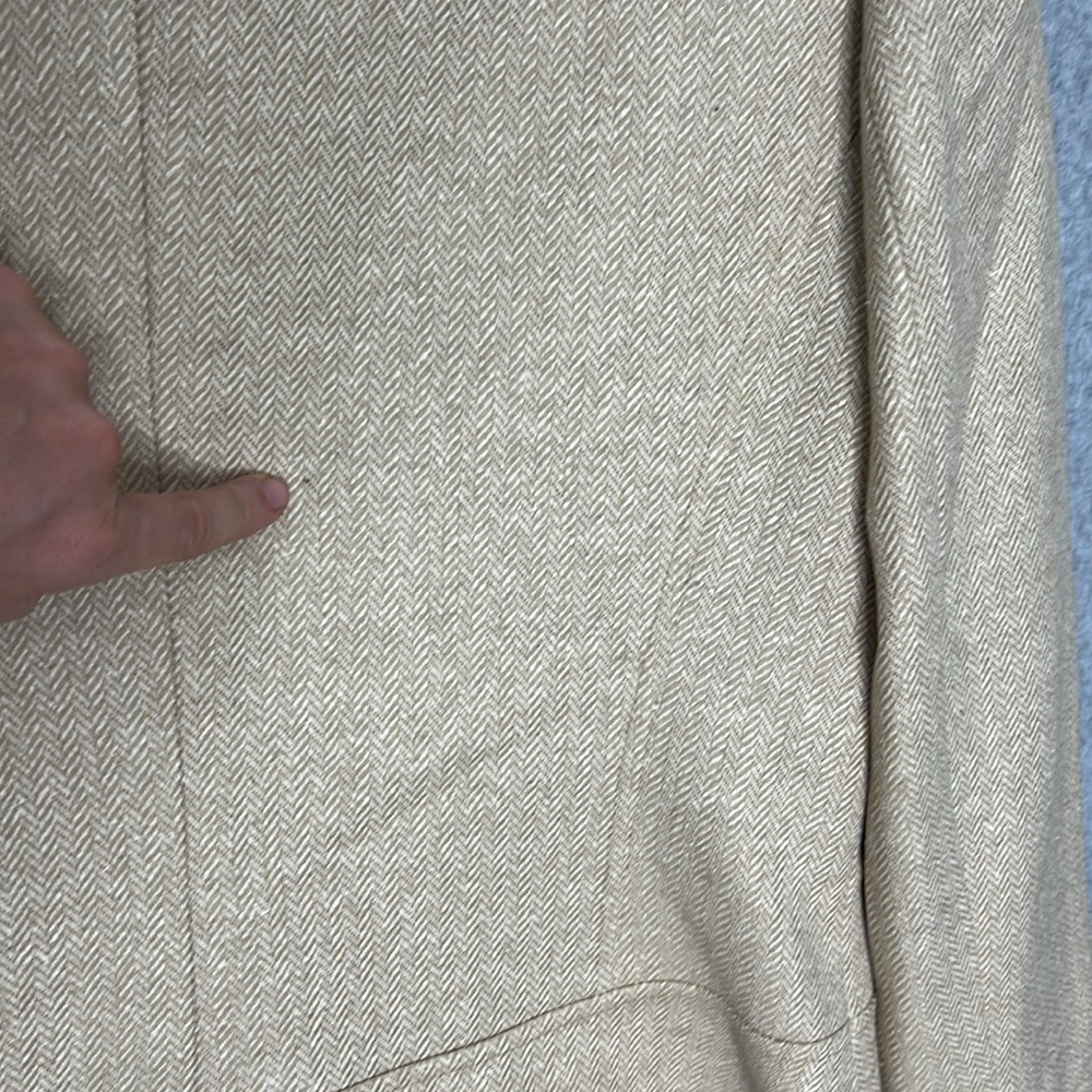 Antonio Melani Womens Size 12 Wool Silk Blend Herringbone Tan Cream Lined Jacket - Picture 5 of 15